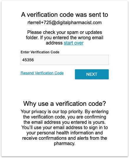 verification code